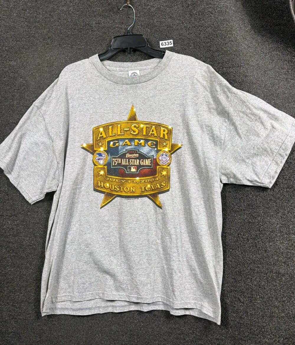 75th All Star Game 2004 Delta MLB Houston Texas Graphic Shirt Size XL Gray